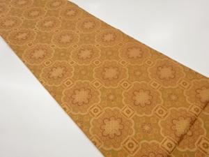 あらいそ製　華文に変わり格子模様織出し全通袋帯